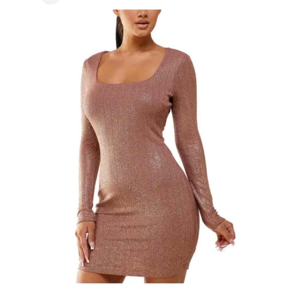 NWT City Studio Womens XL Metallic Bodycon Dress Multi Color Cut-Out Style